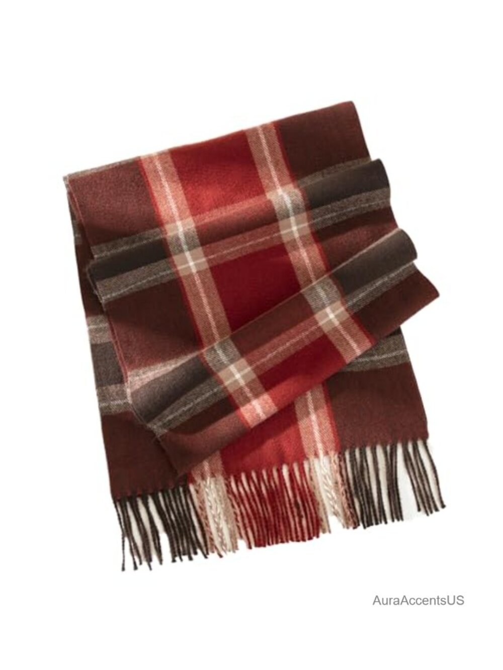 Soft Polyester Plaid Scarf with Tassels, 78.7" Long, Unisex Winter Shawl Wrap